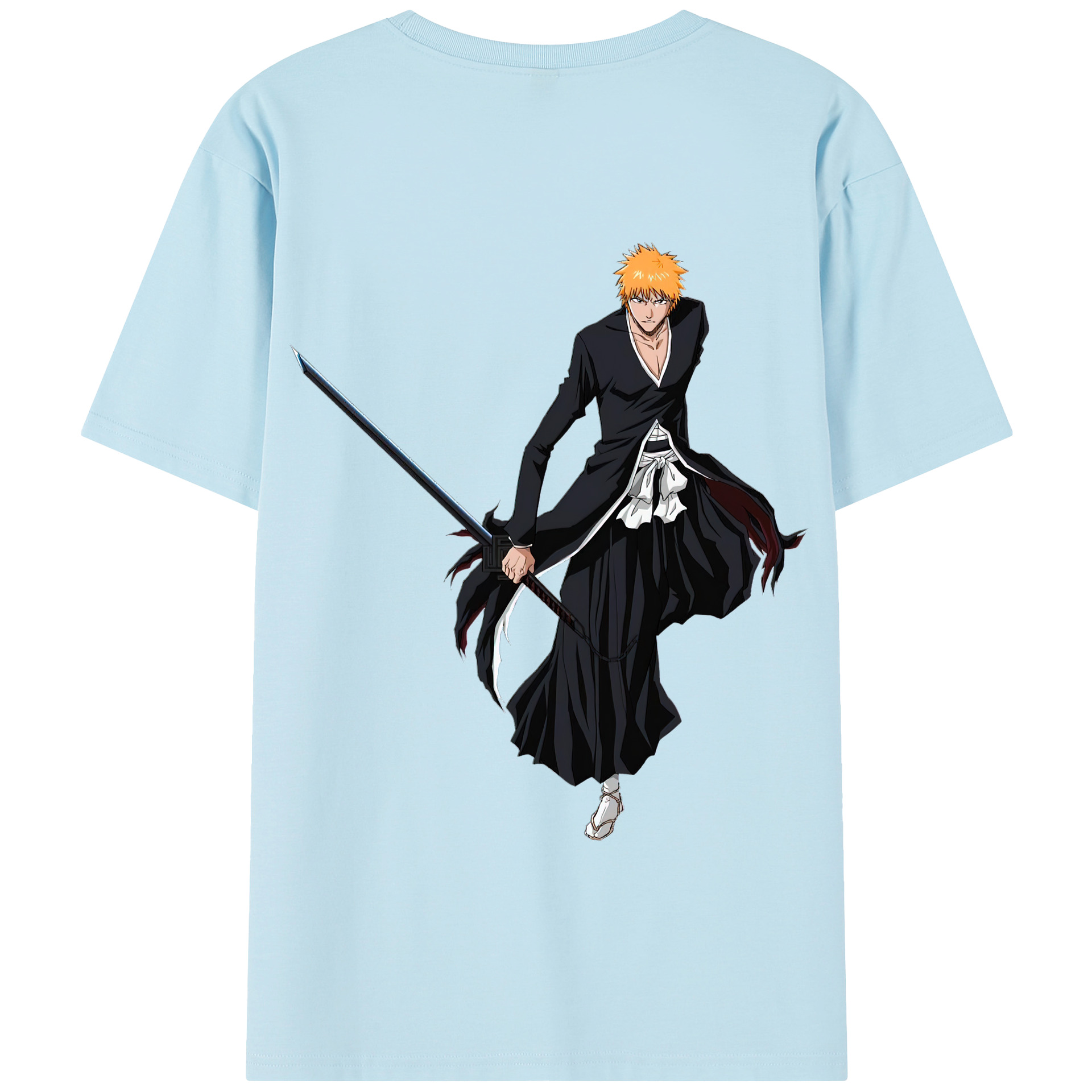 （画像用） ブリーチ 黒崎一護（くろさき いちご）BLEACH Kurosaki Ichigo 綿100％半袖Tシャツ（背面プリント）